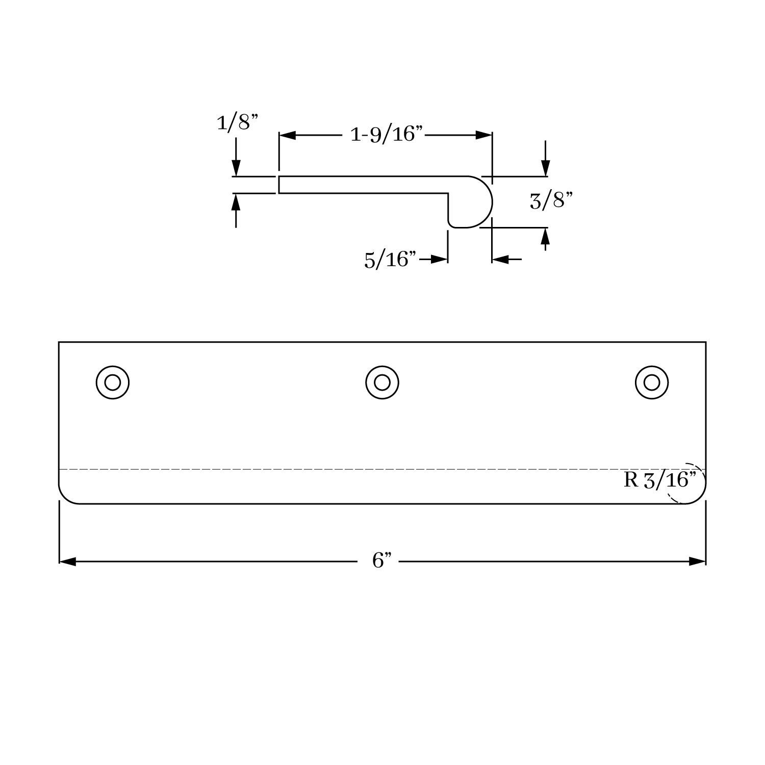 11736 Edge Pull - Bullnose w/ Radius 