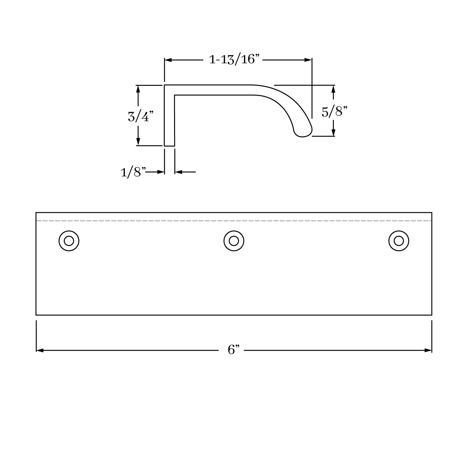 11956 Edge Pull - Curve w/ Backmount 