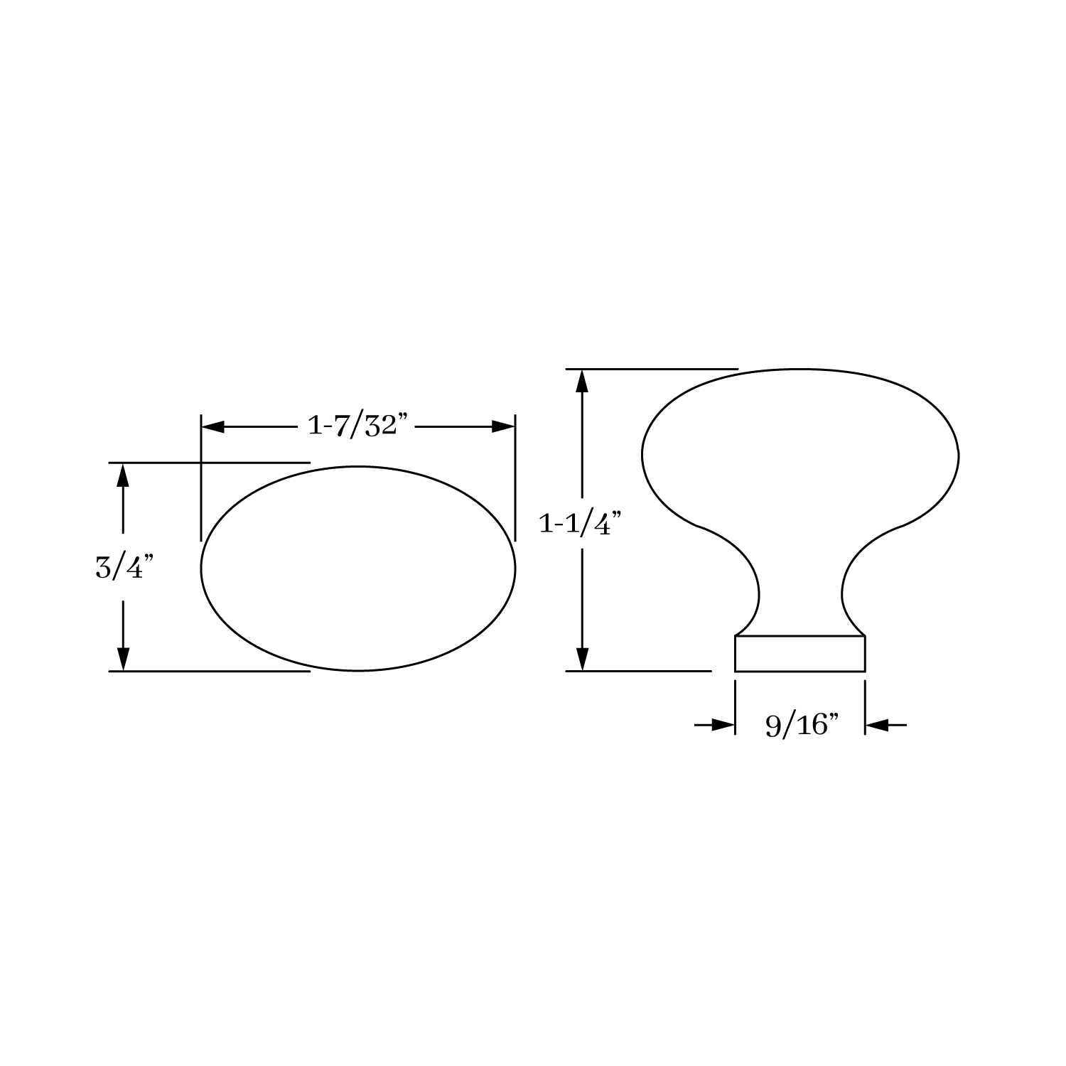 1196 Oval Knob  