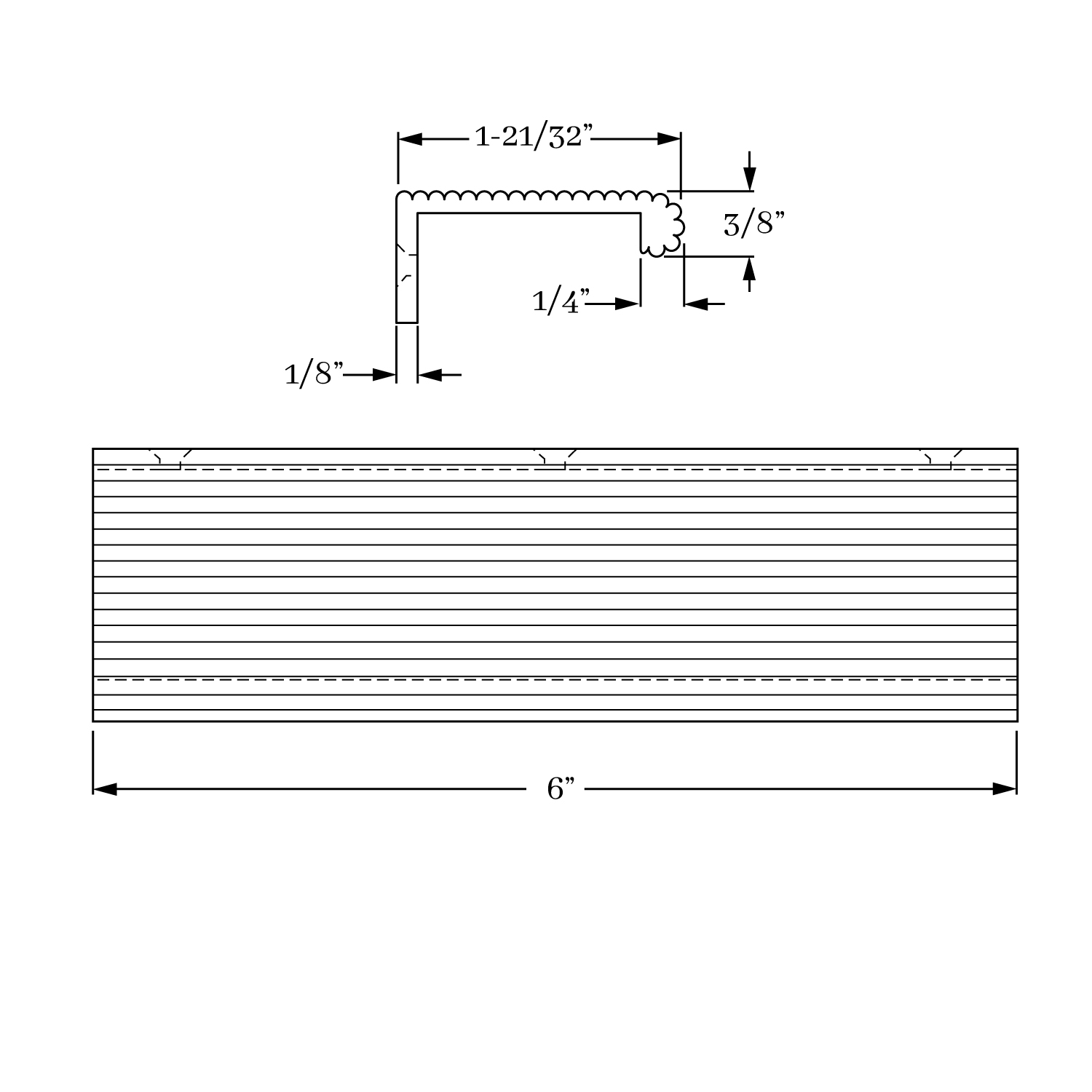 12256 Edge Pull - Reed w/ Backmount 