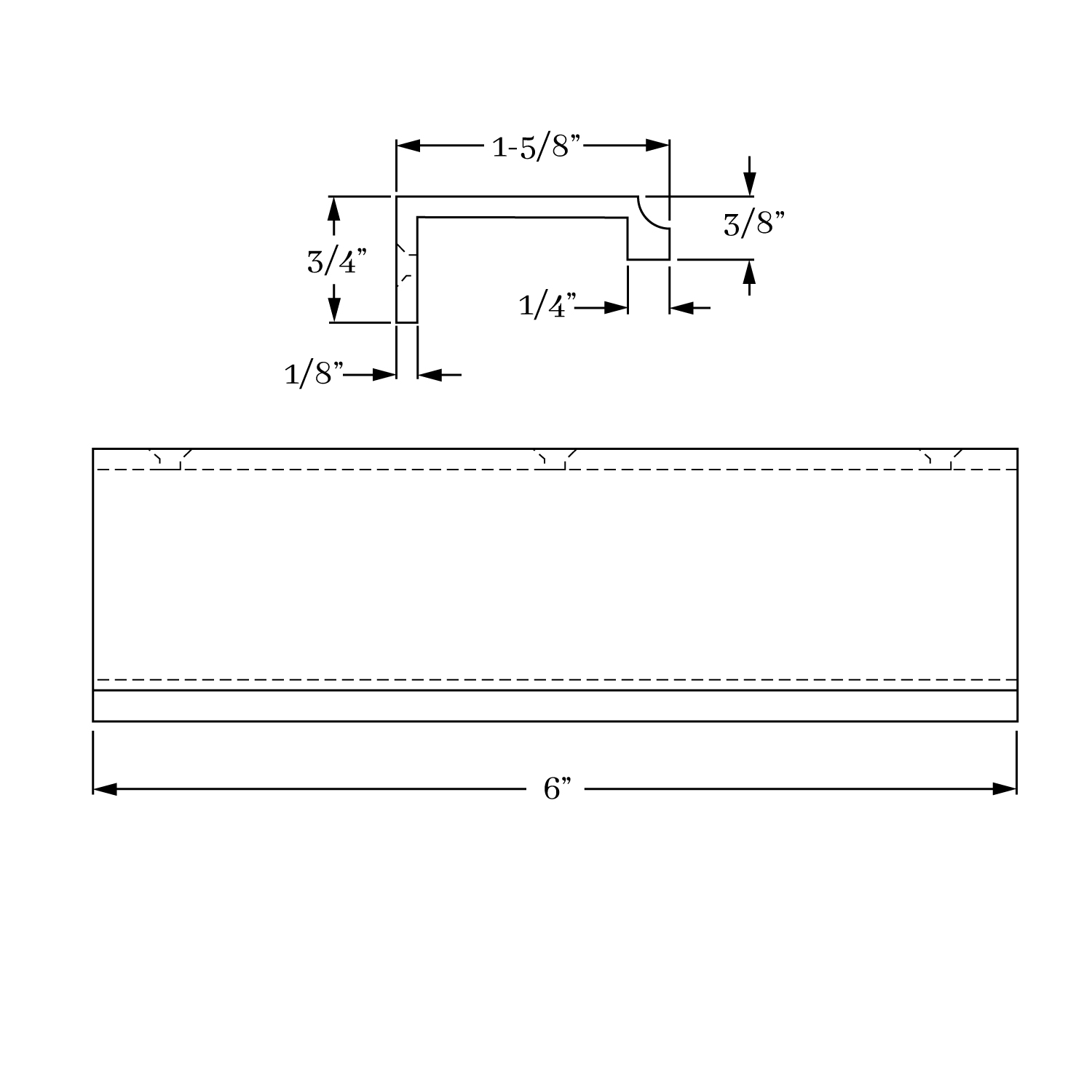 12356 Edge Pull - Arc w/ Backmount 