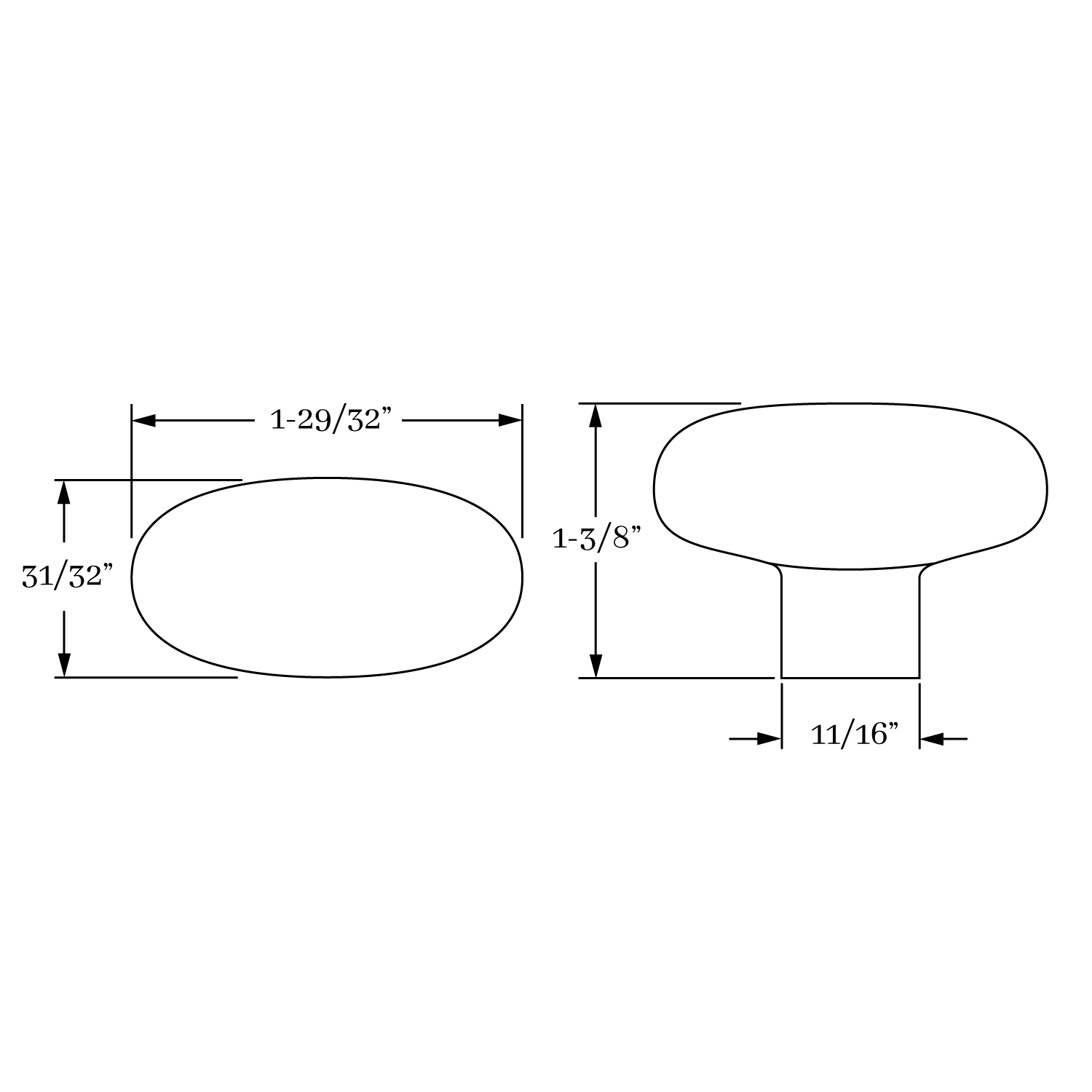 1464 Oval Knob  