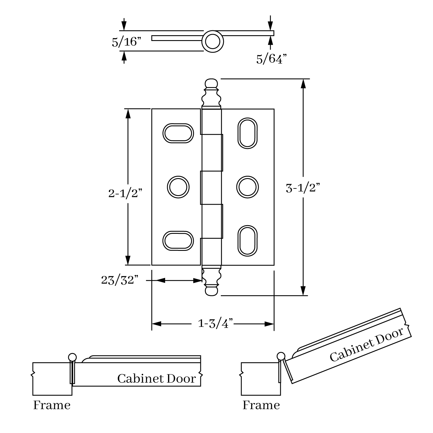 1517 Mortise Hinge Minarette Finial 