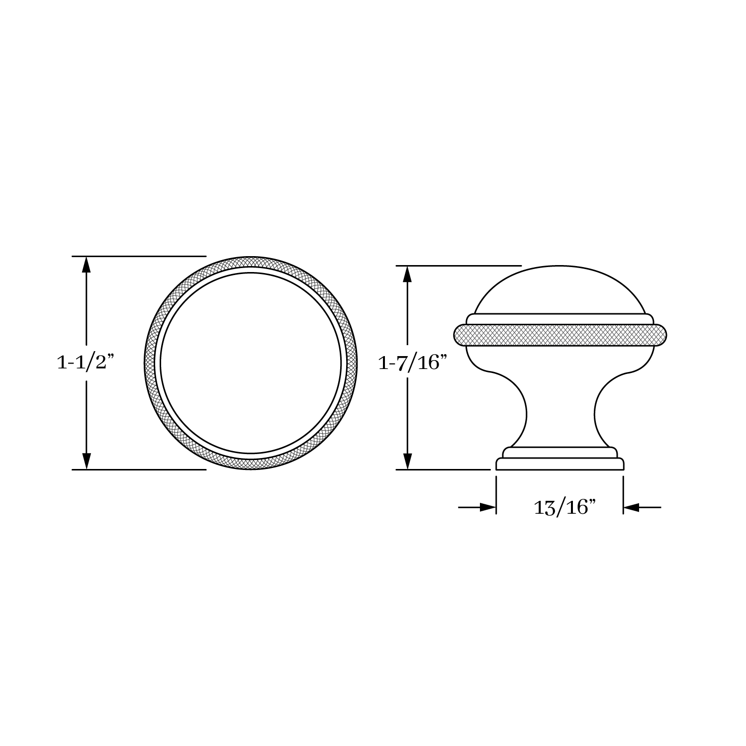 1845 Cross Hatch Knob 