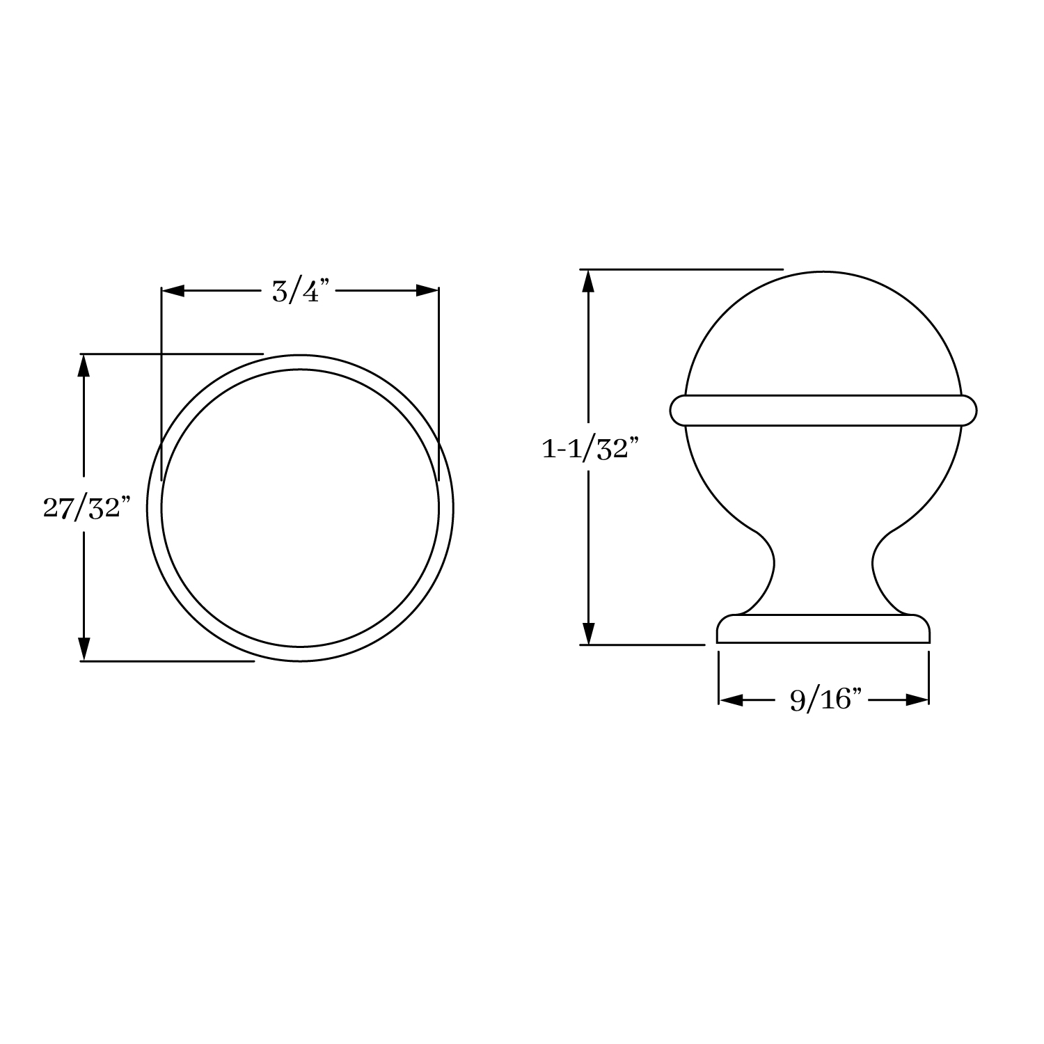 2111 Ball Knob w/ Band 