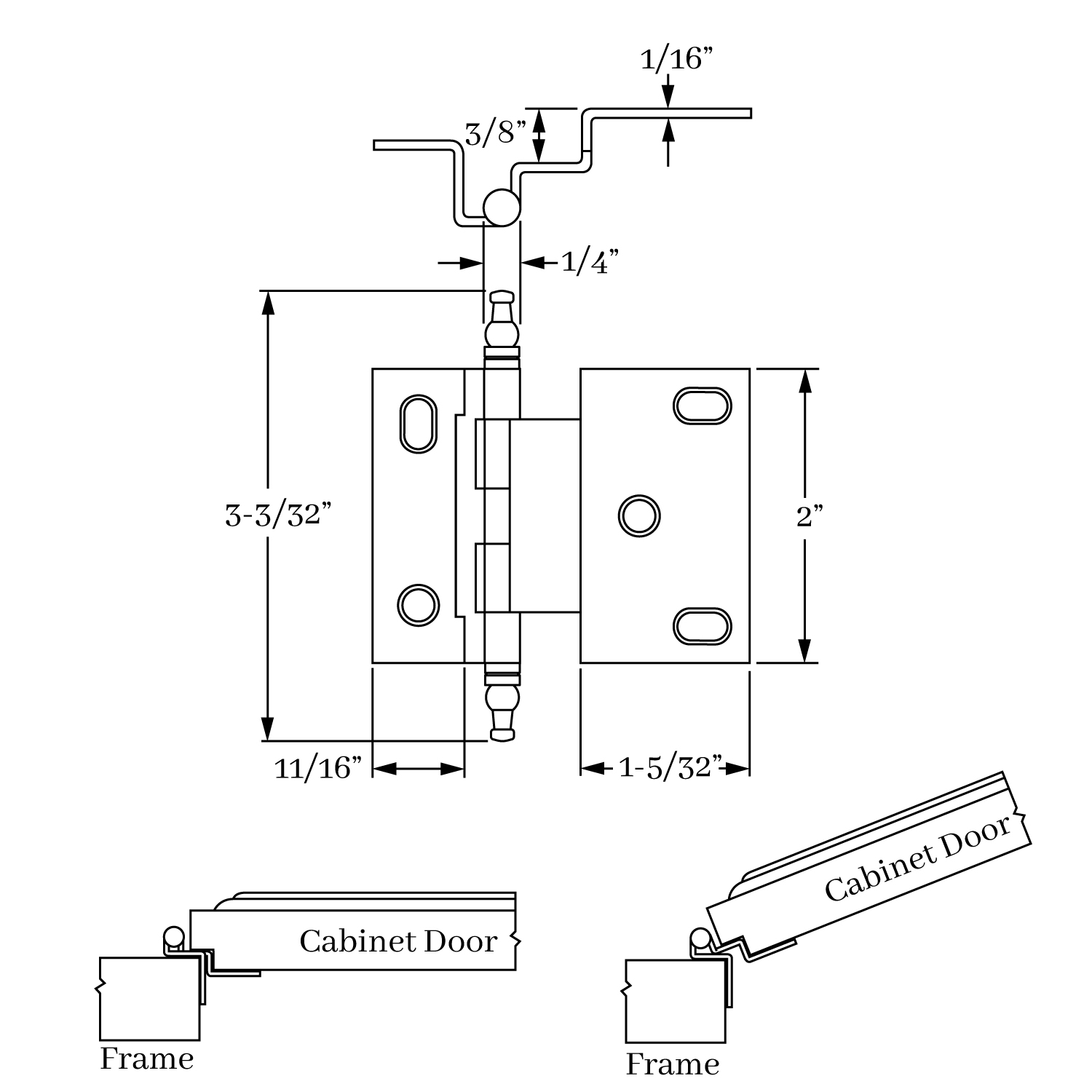 2542 Offset Hinge 3/8  Minarette Finial 