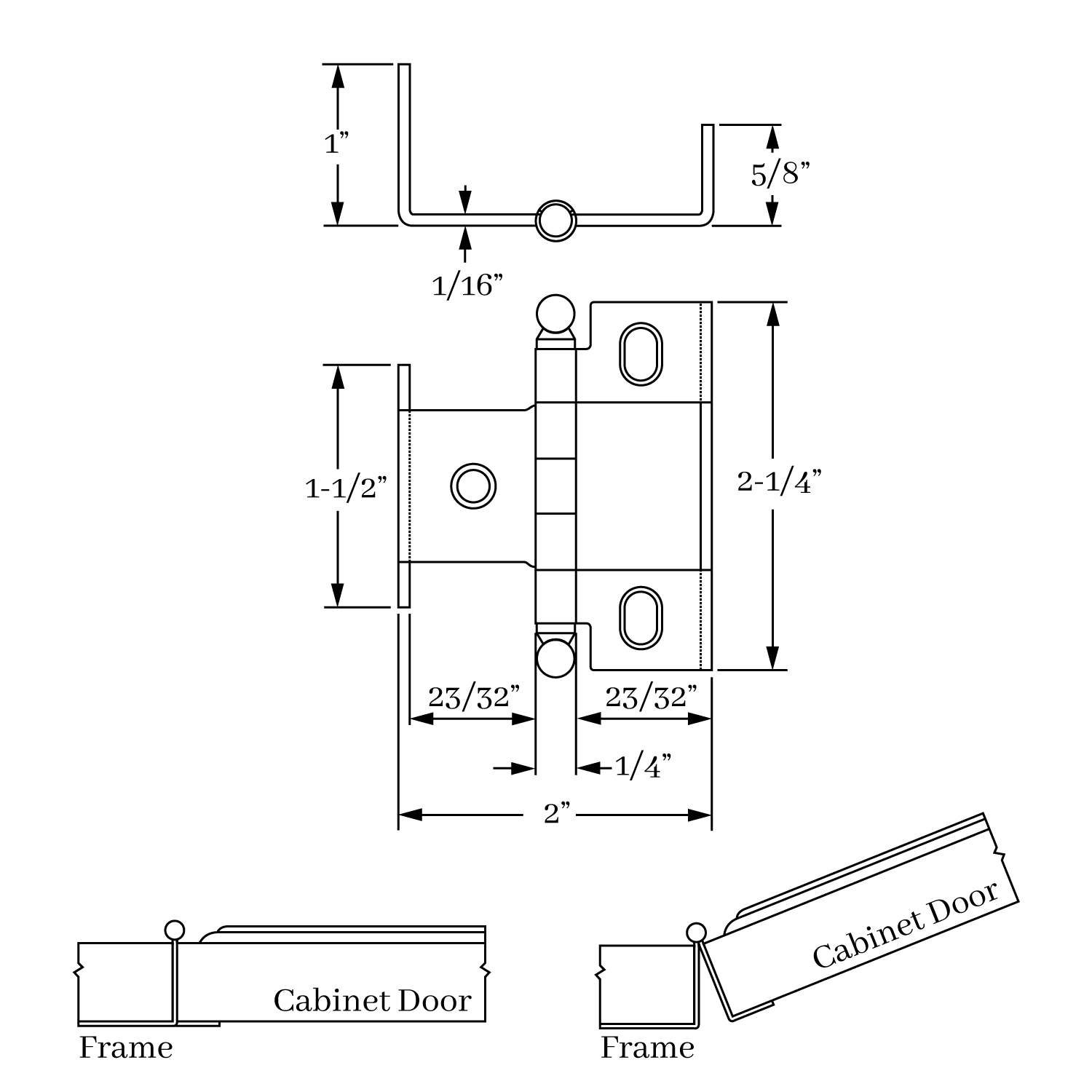 2551 3/4  Inset Full Wrap Hinge Ball Finial 