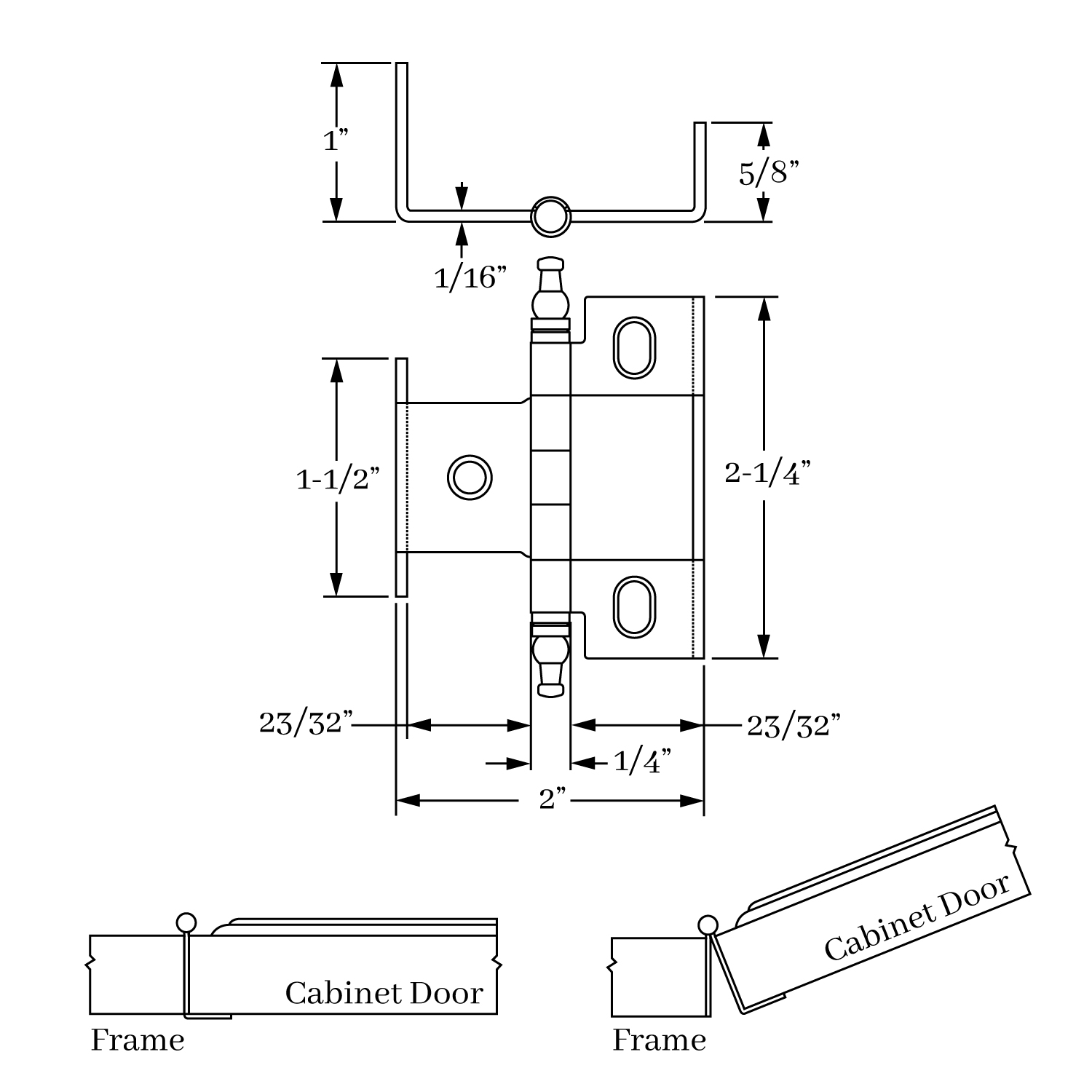 2552 3/4  Inset Full Wrap Hinge Minarette Finial 