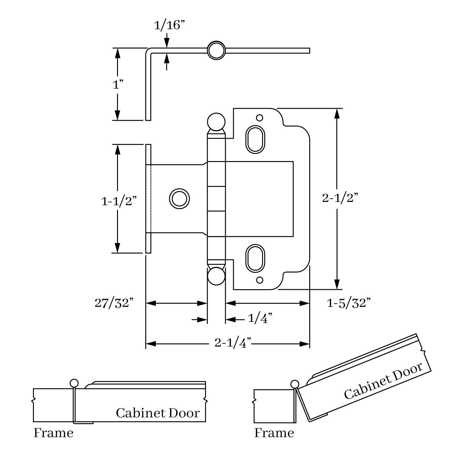 2561 3/4  Inset Partial Wrap Hinge Ball Finial 