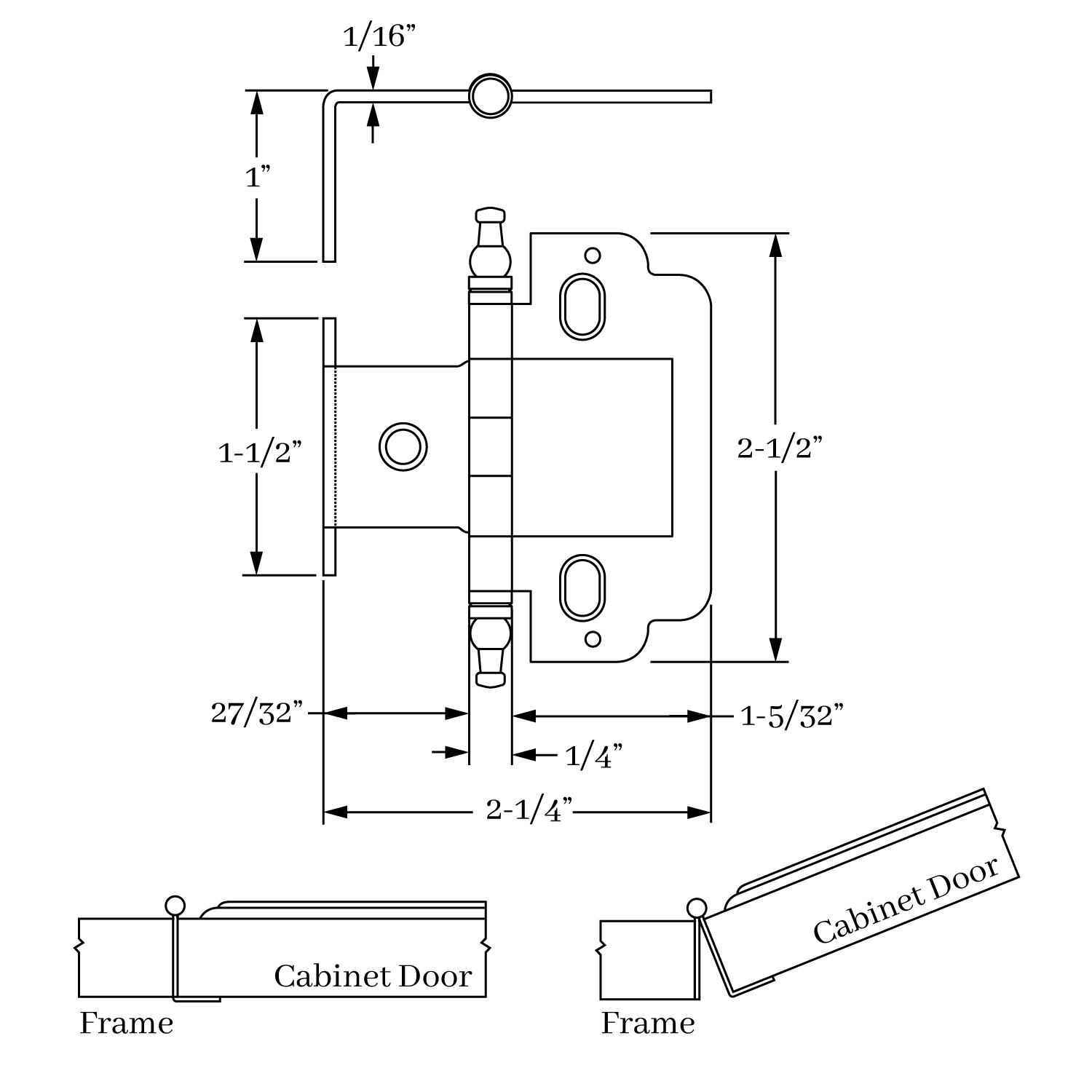 2562 3/4  Inset Partial Wrap Hinge Minarette Finial 