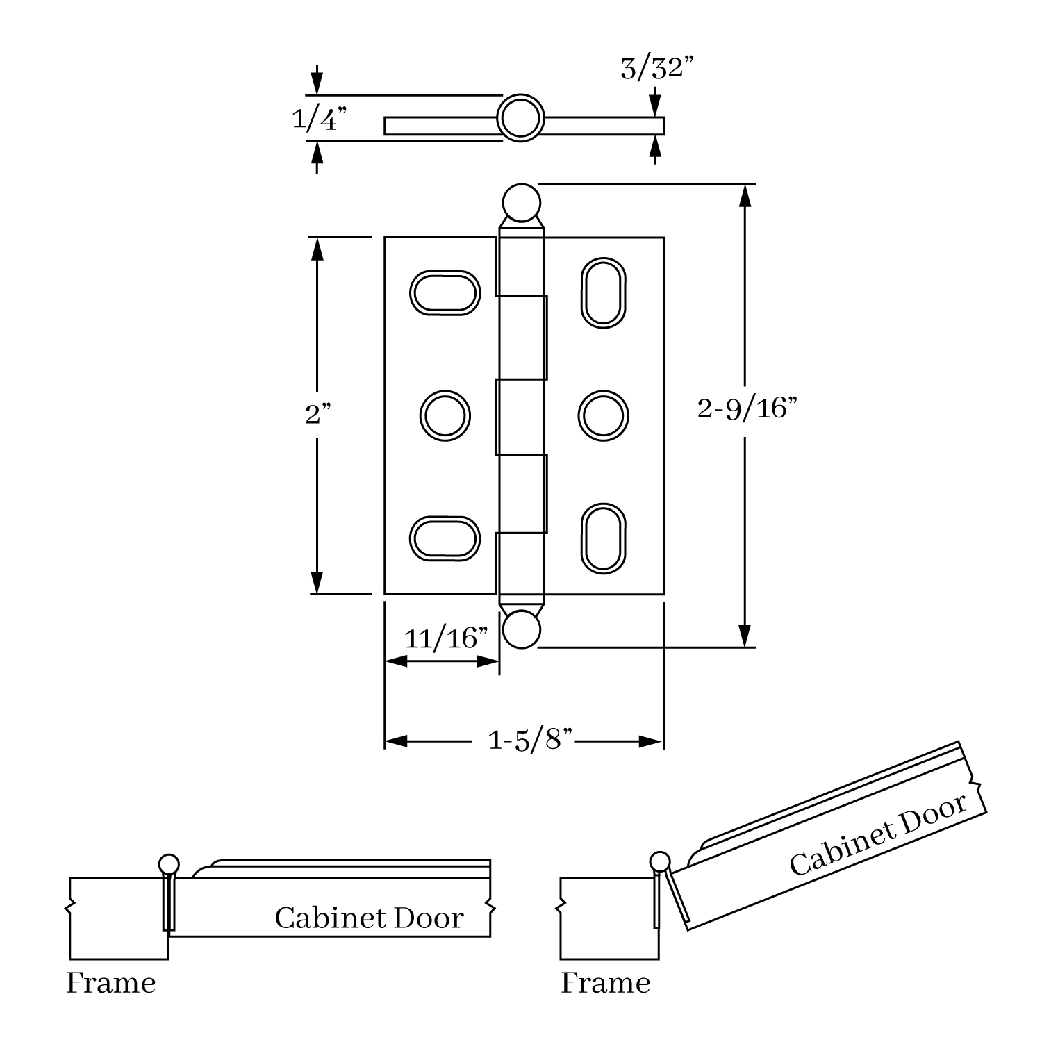 2571 Mortise Hinge Ball Finial 