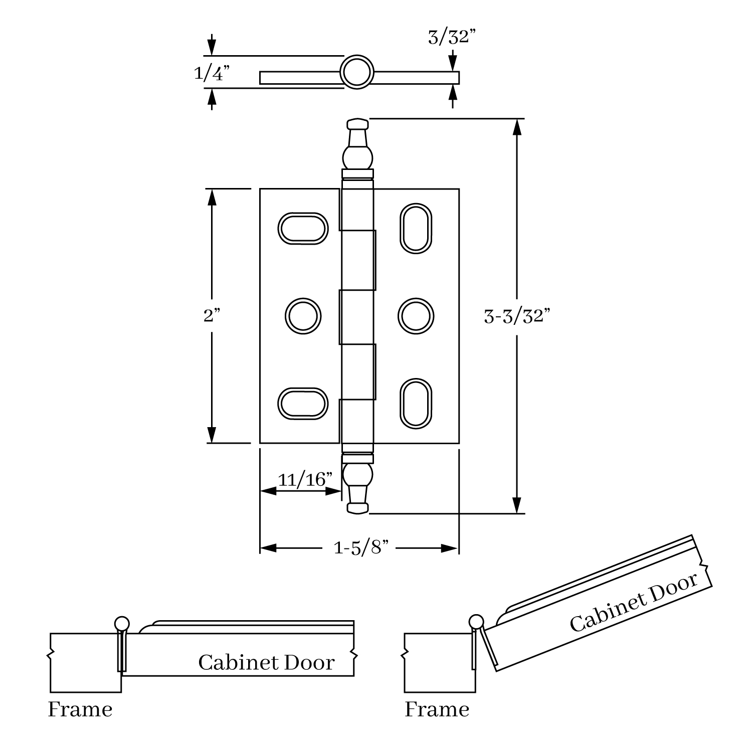 2572 Mortise Hinge Minarette Finial 