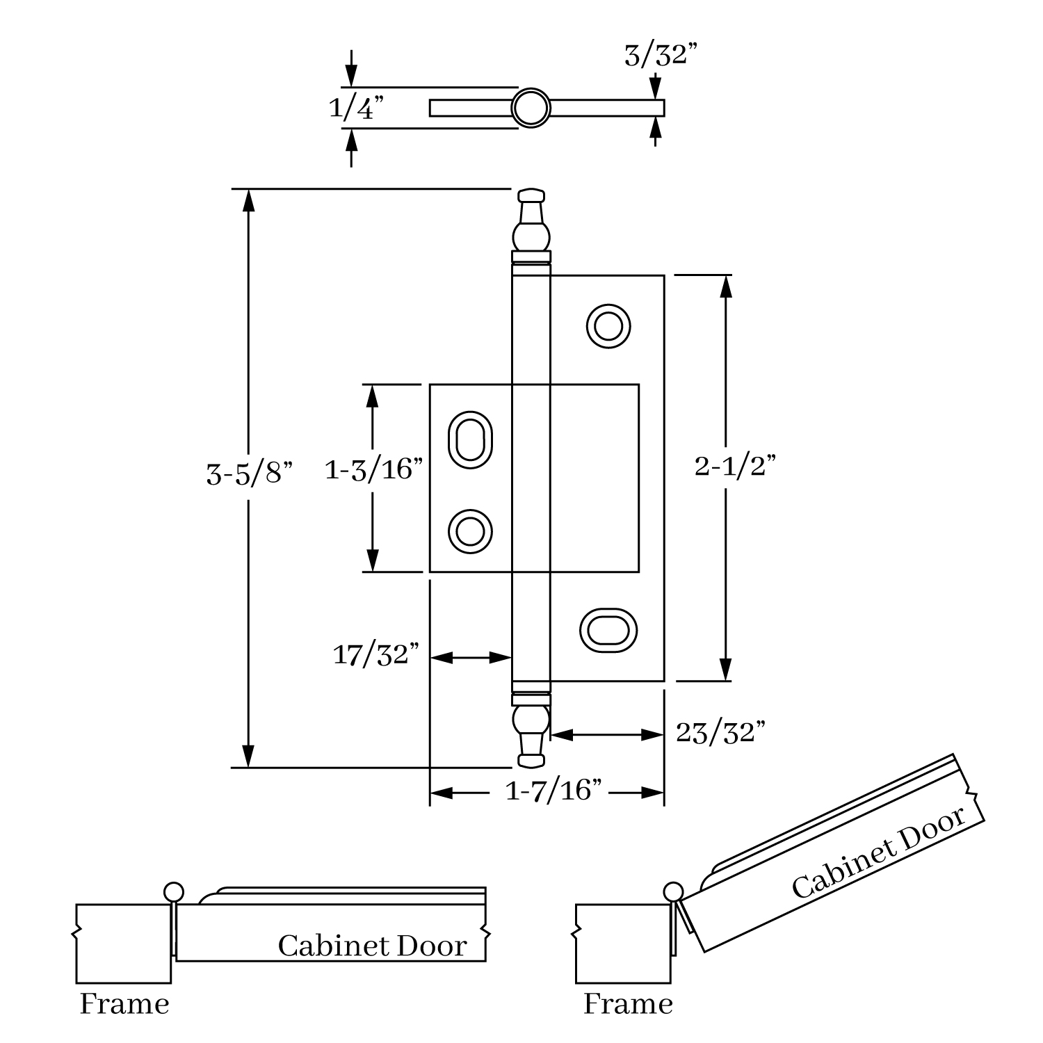 2582 Non-Mortise Hinge Minarette Finial 