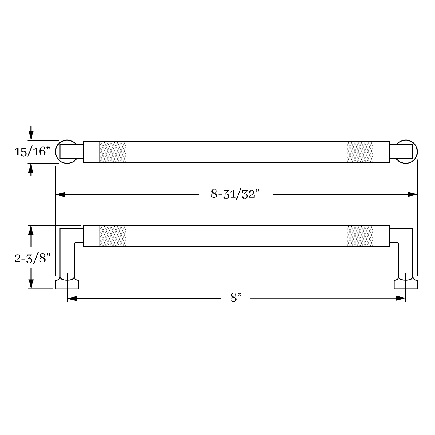 3982 Diamond Bands Appliance Pull 