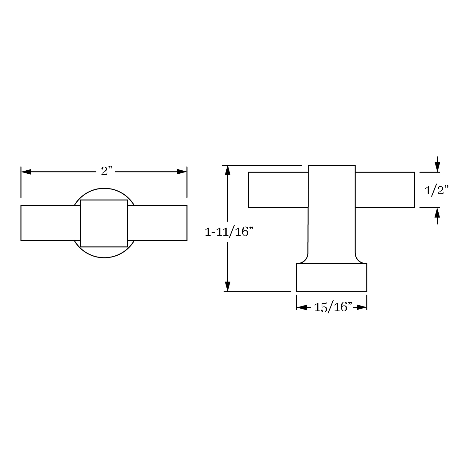 4031 Square T Knob 