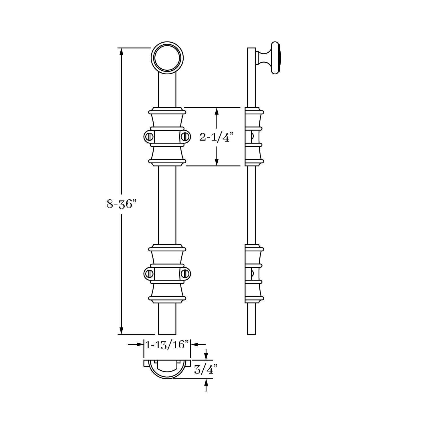 10008 Accessories Surface Bolt - Traditional