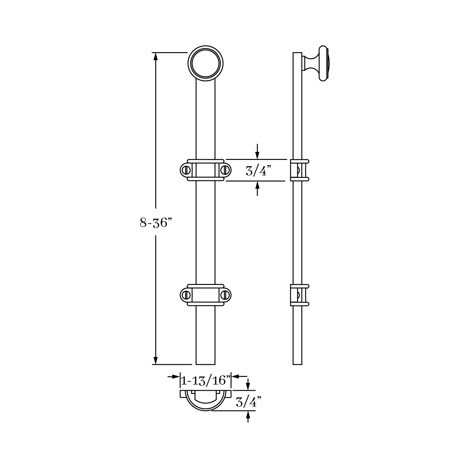 10308 Accessories Surface Bolt - Short