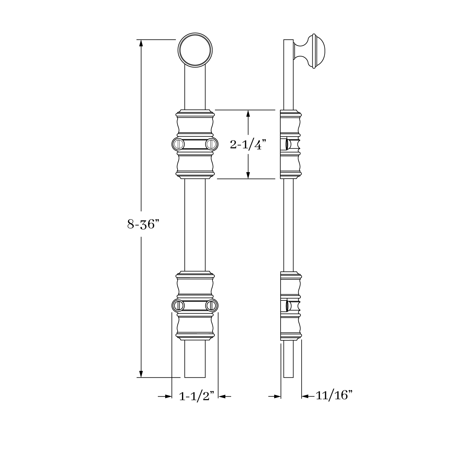 10352 Accessories Surface Bolt - Round Traditional