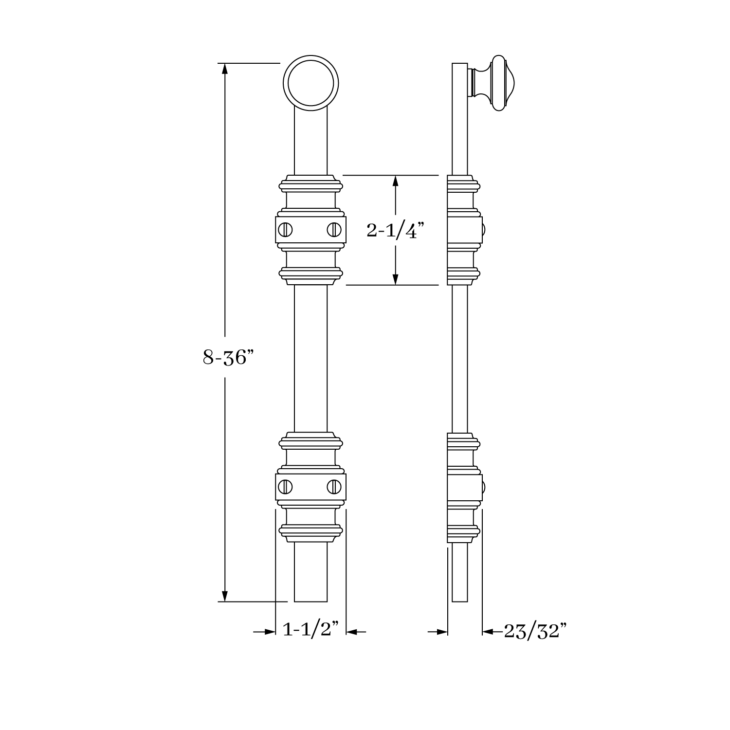 10372 Accessories Surface Bolt - Square Traditional