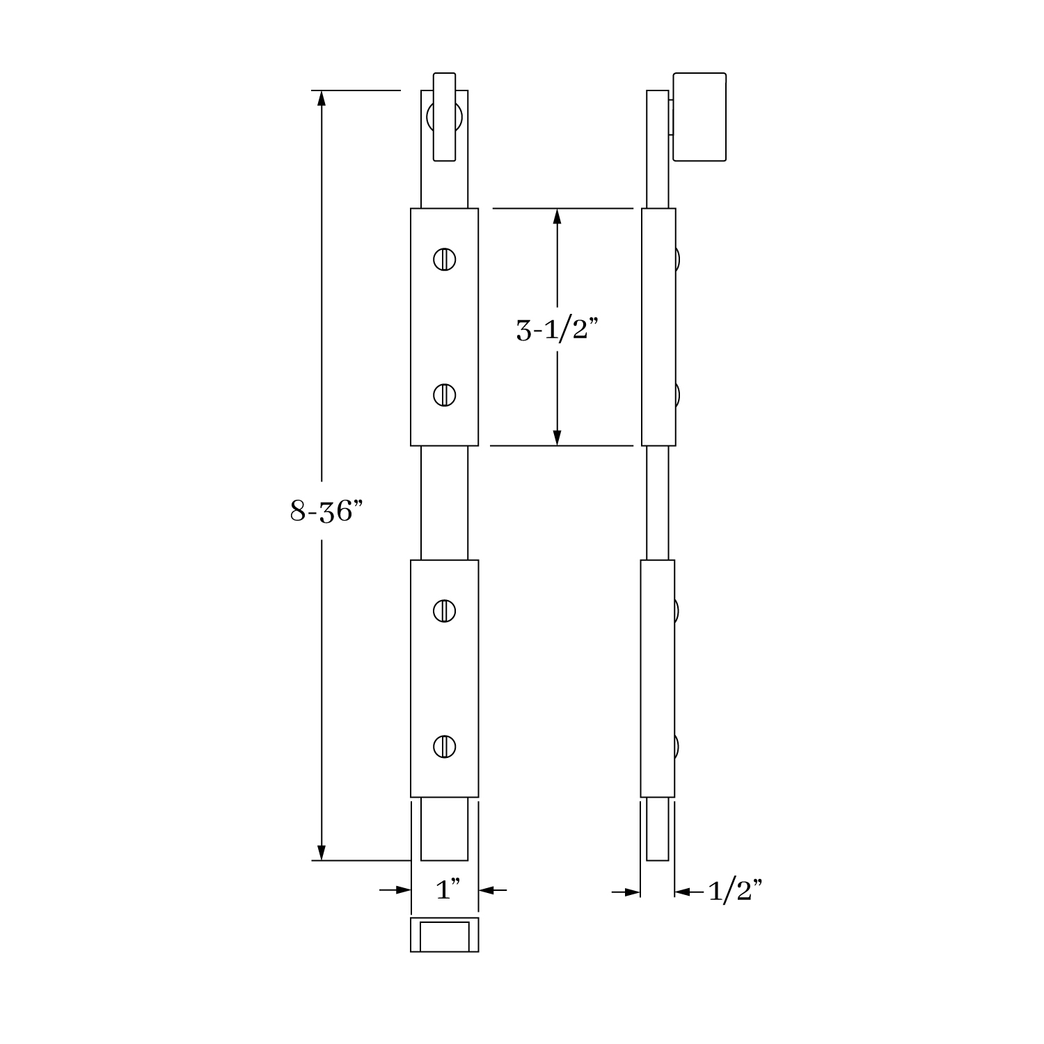 10402 Accessories Surface Bolt - Narrow Modern