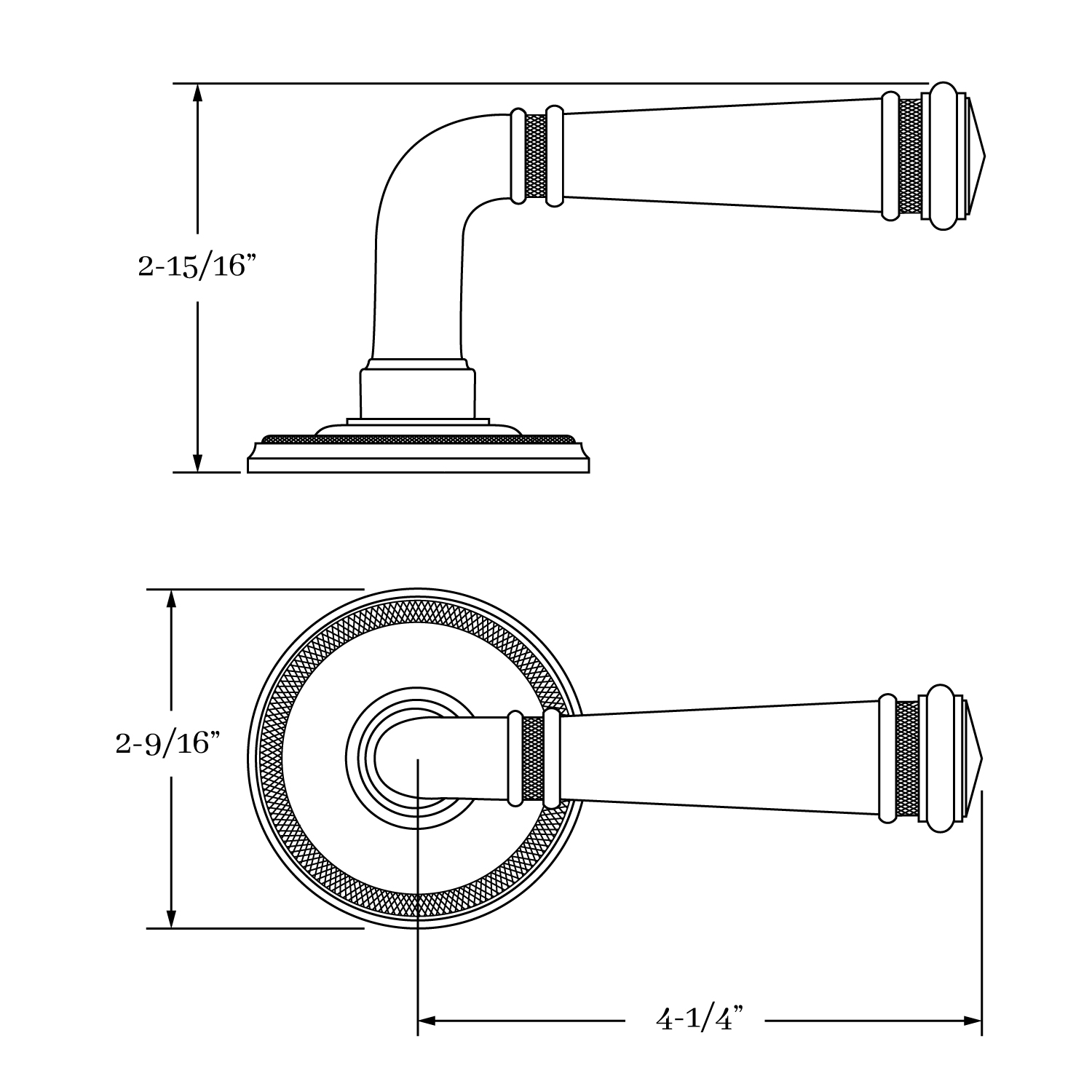 16035 Chautauqua Inset Cross Hatch Lever and Rose