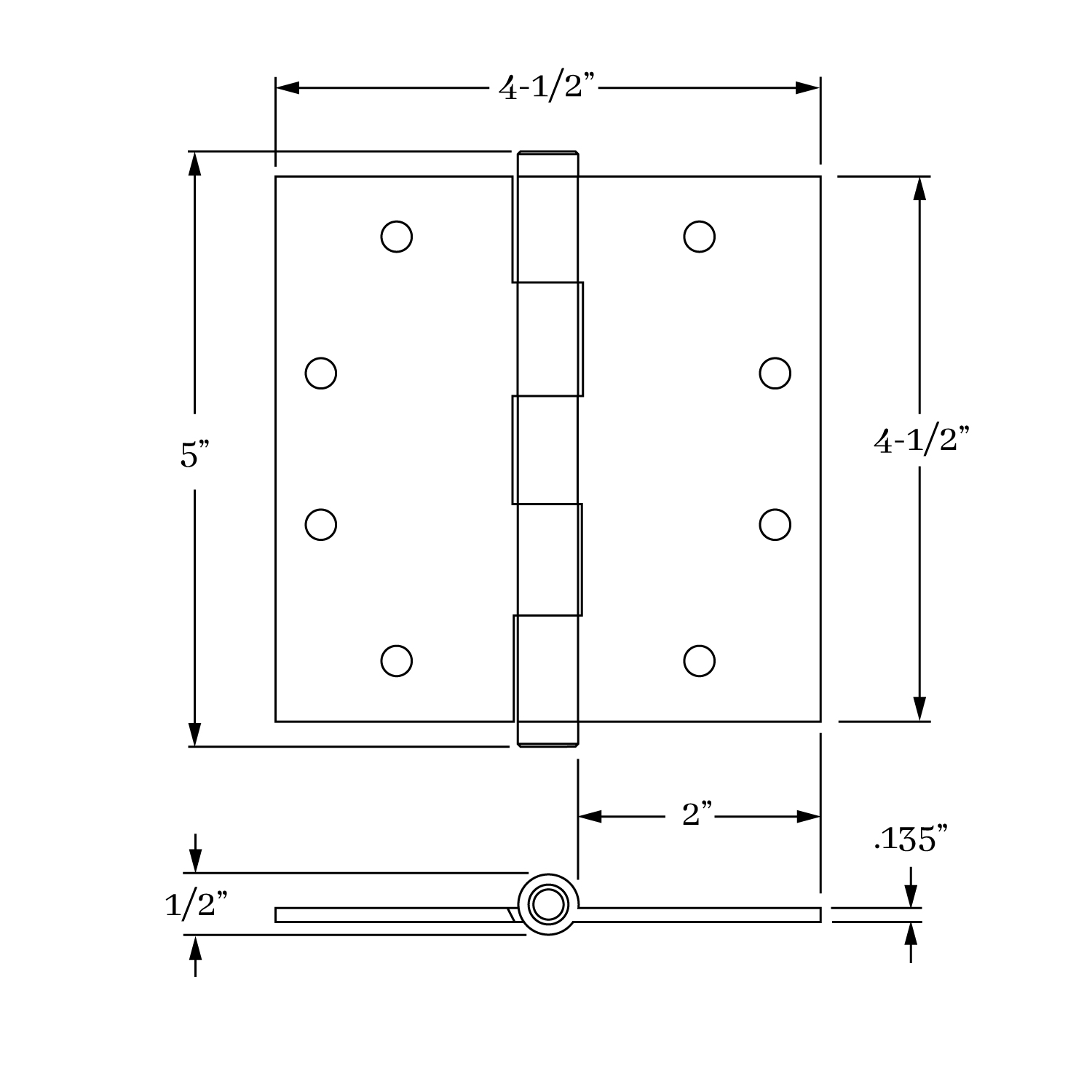 16802 Door Hinges Architectural Grade<br> Standard<br>4-1/2