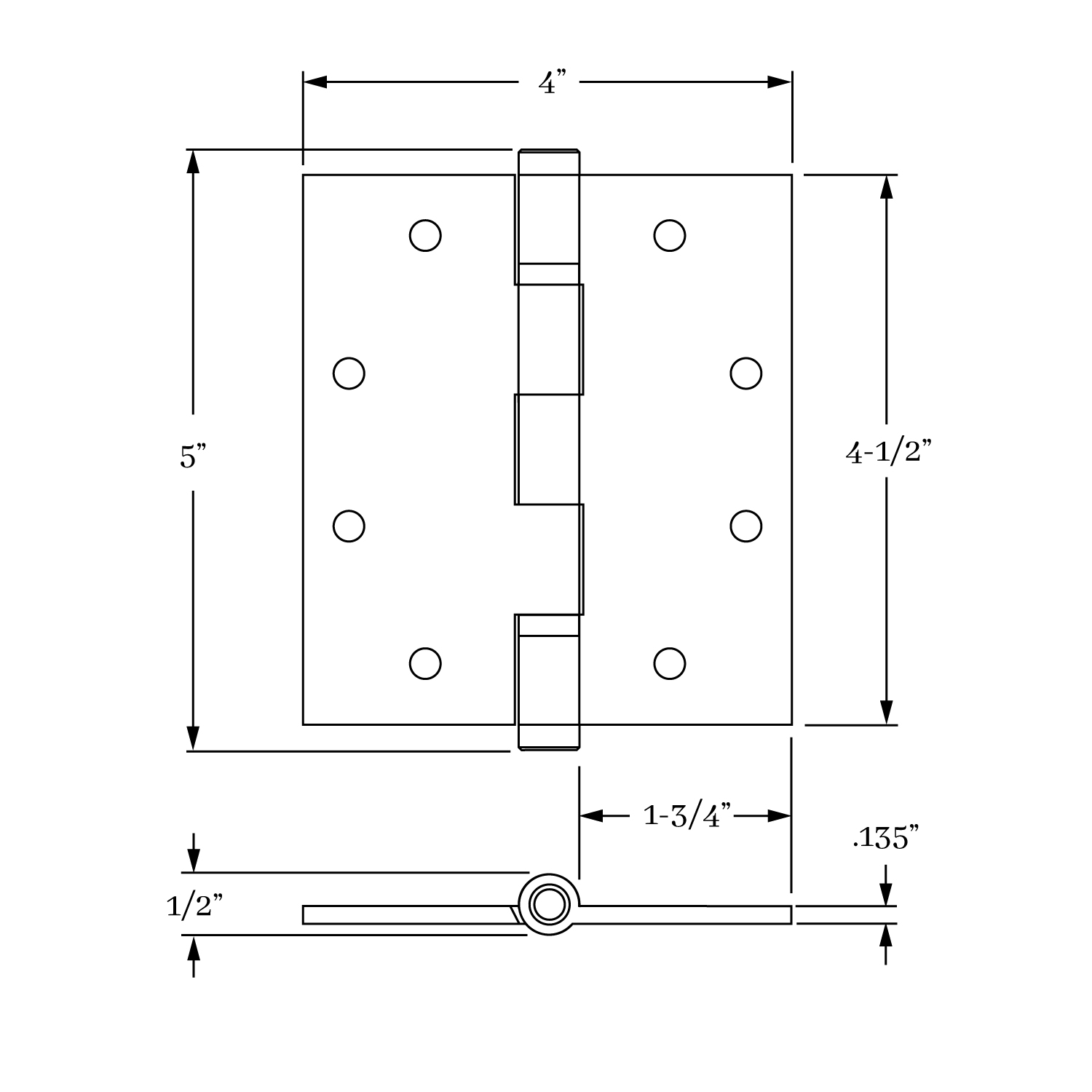 16882 Door Hinges Architectural Grade<br>Ball Bearing<br>4-1/2