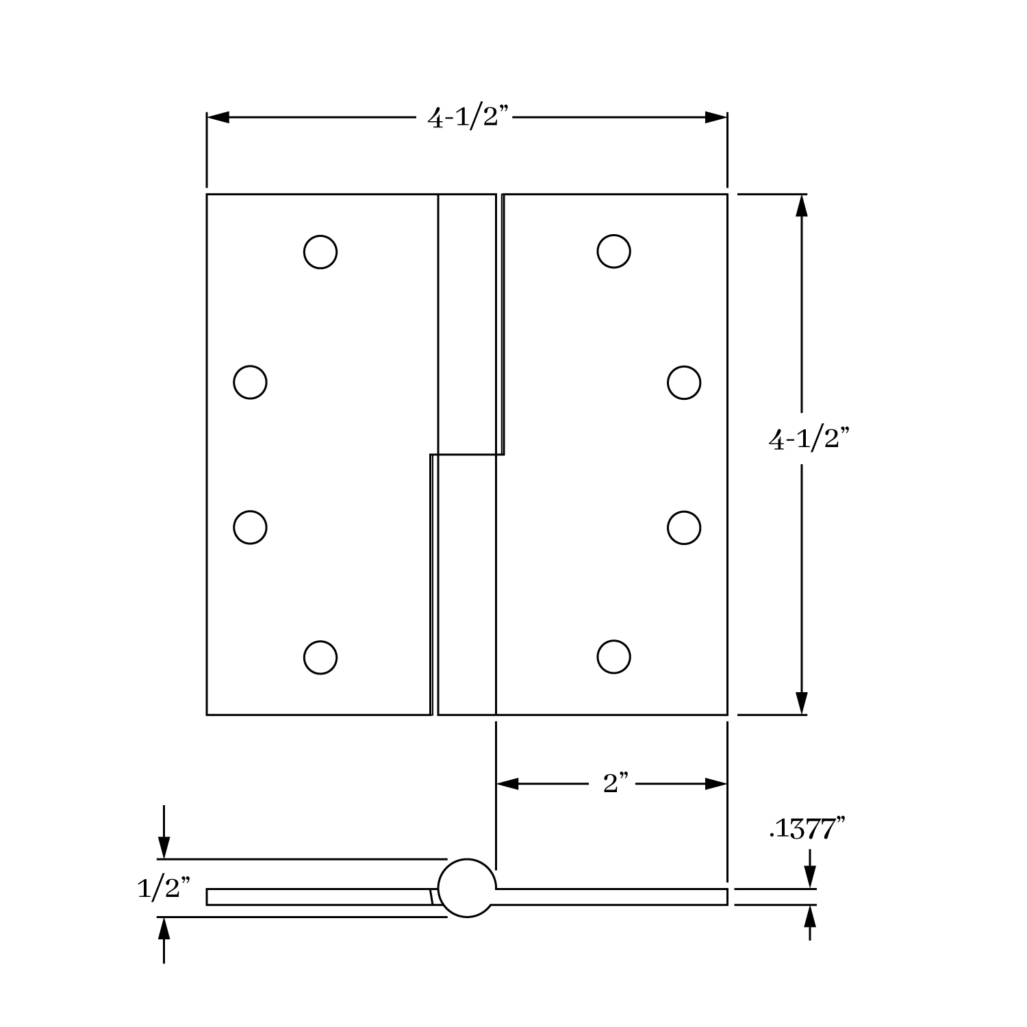 16954 Door Hinges Architectural Grade<br>Lift Off Hinge<br>4-1/2