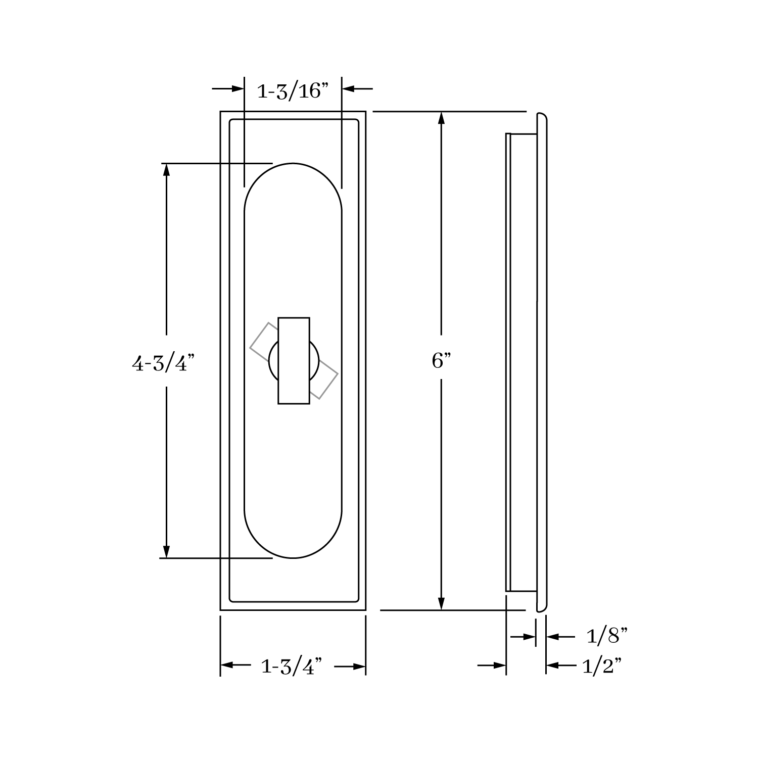 1712 Flush Pulls Flush Pull w/ Turnpiece