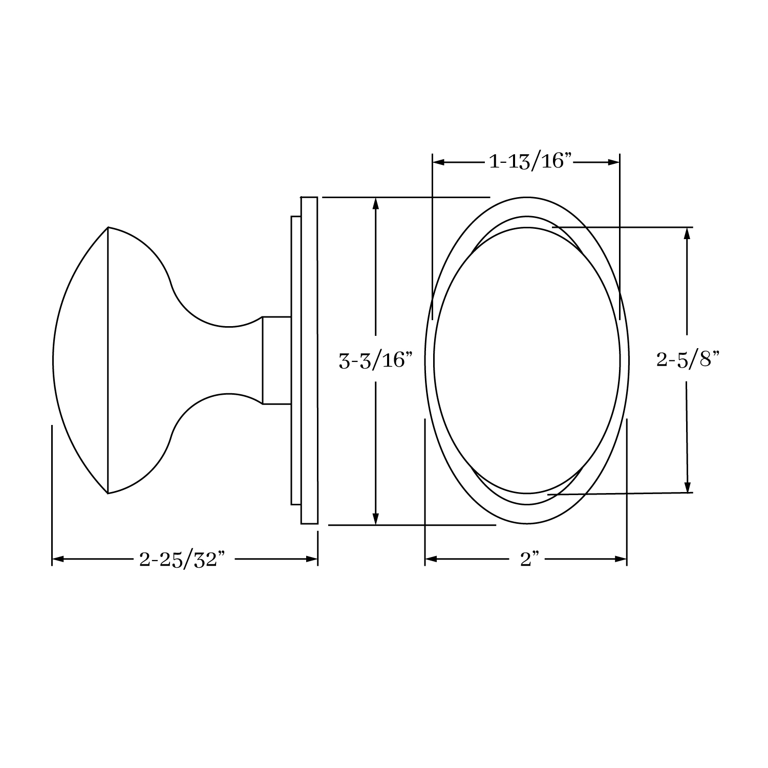 17636 Shore Oval Knob and Rose