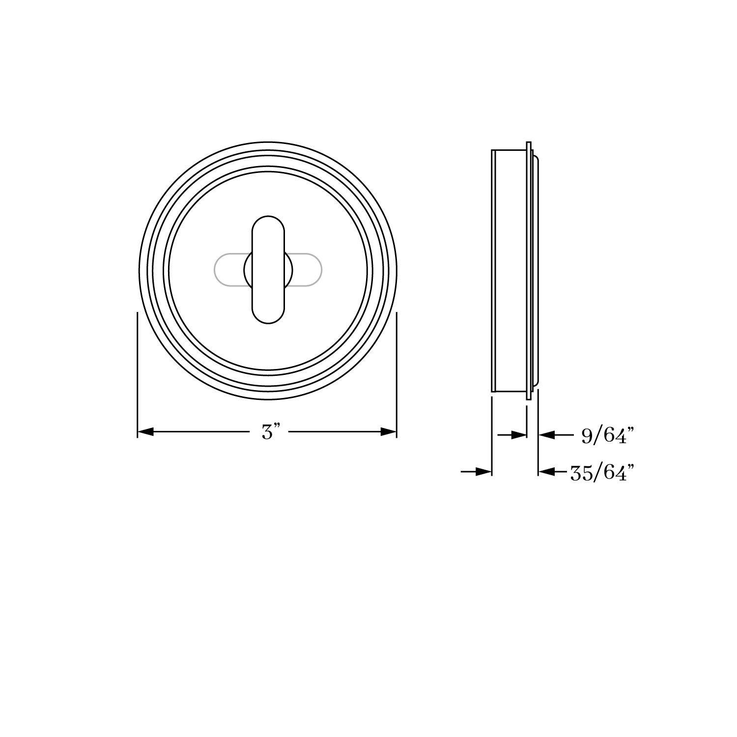 18522 Flush Pulls Flush Pull<br>Privacy with Turnpiece