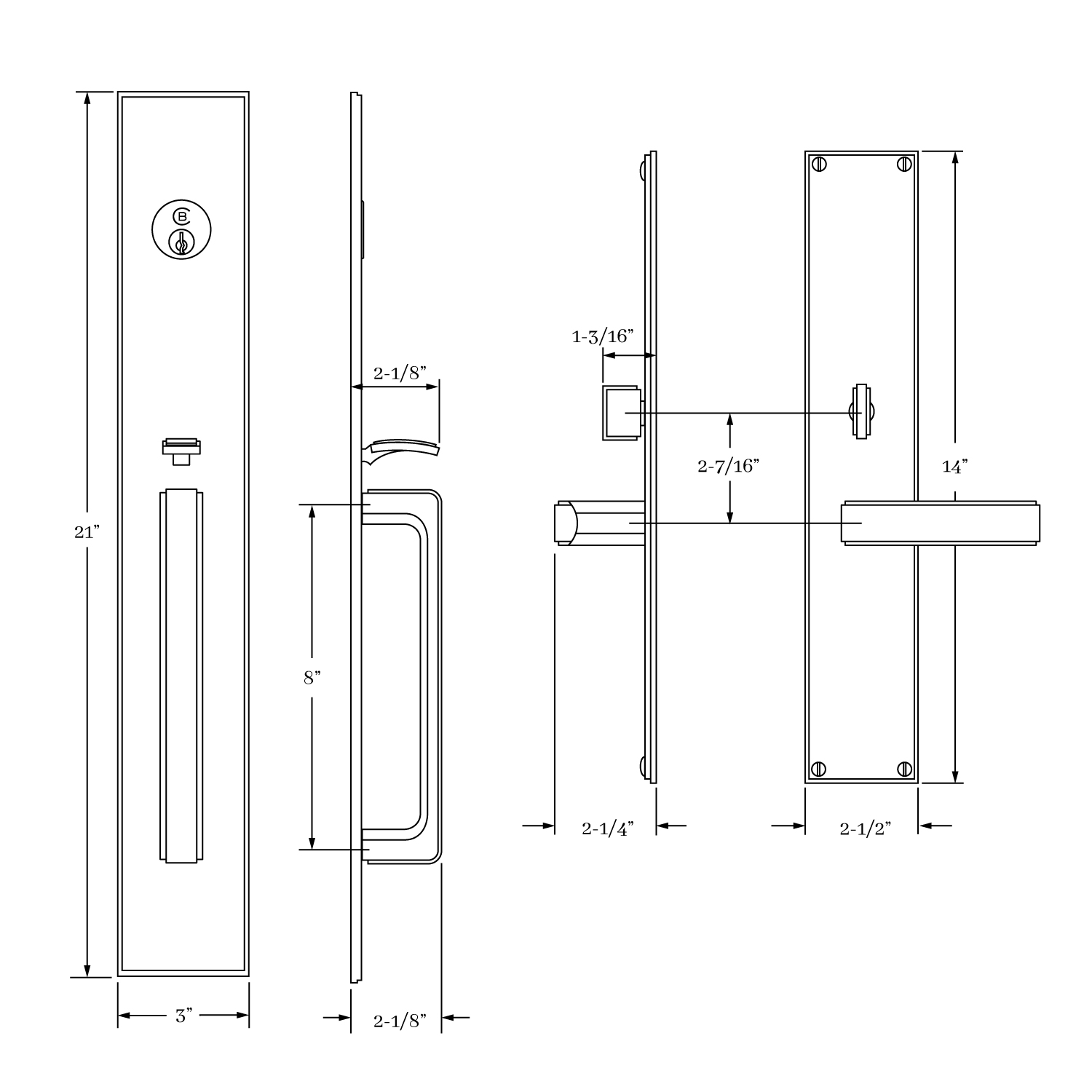 7600 Fifth Avenue Entrance Handle Set