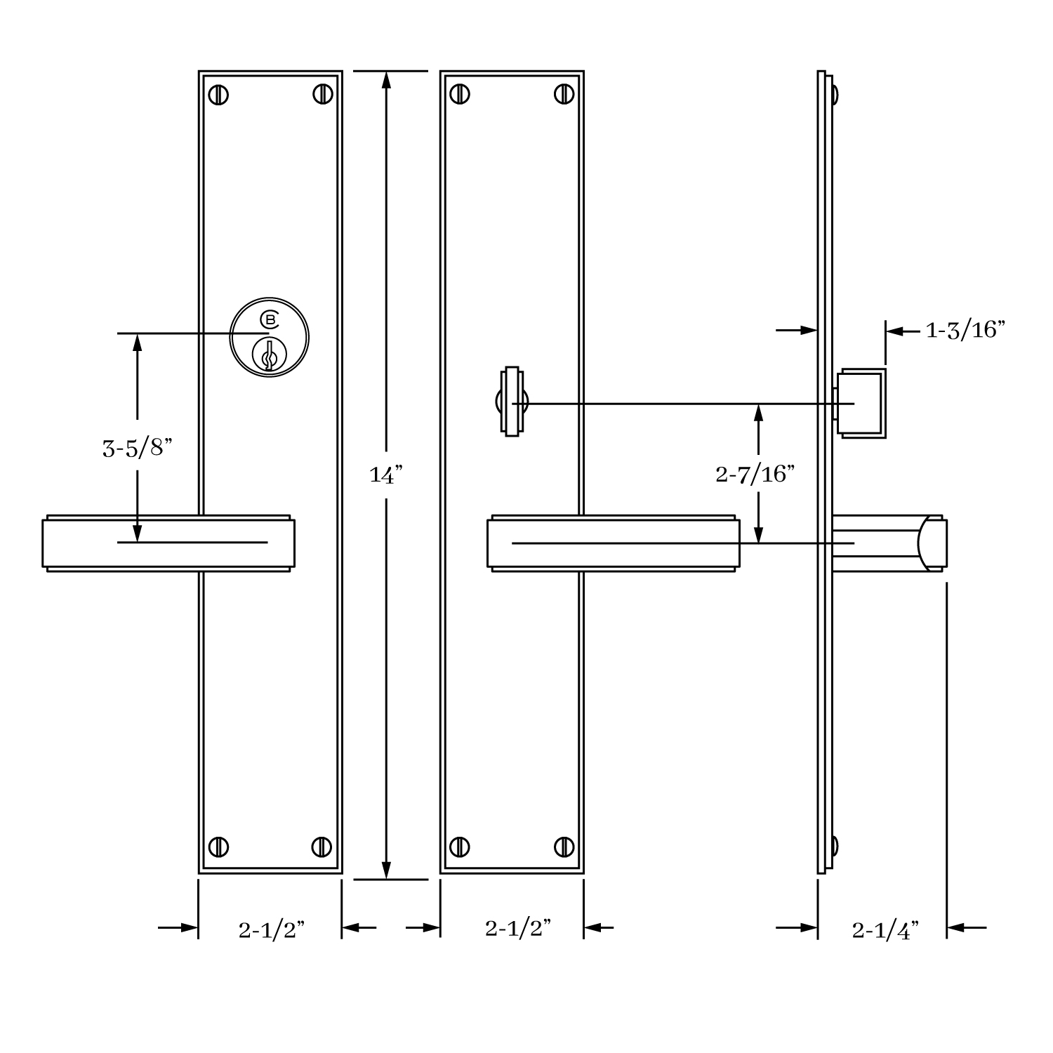 7616 Fifth Avenue Entrance Lever Set