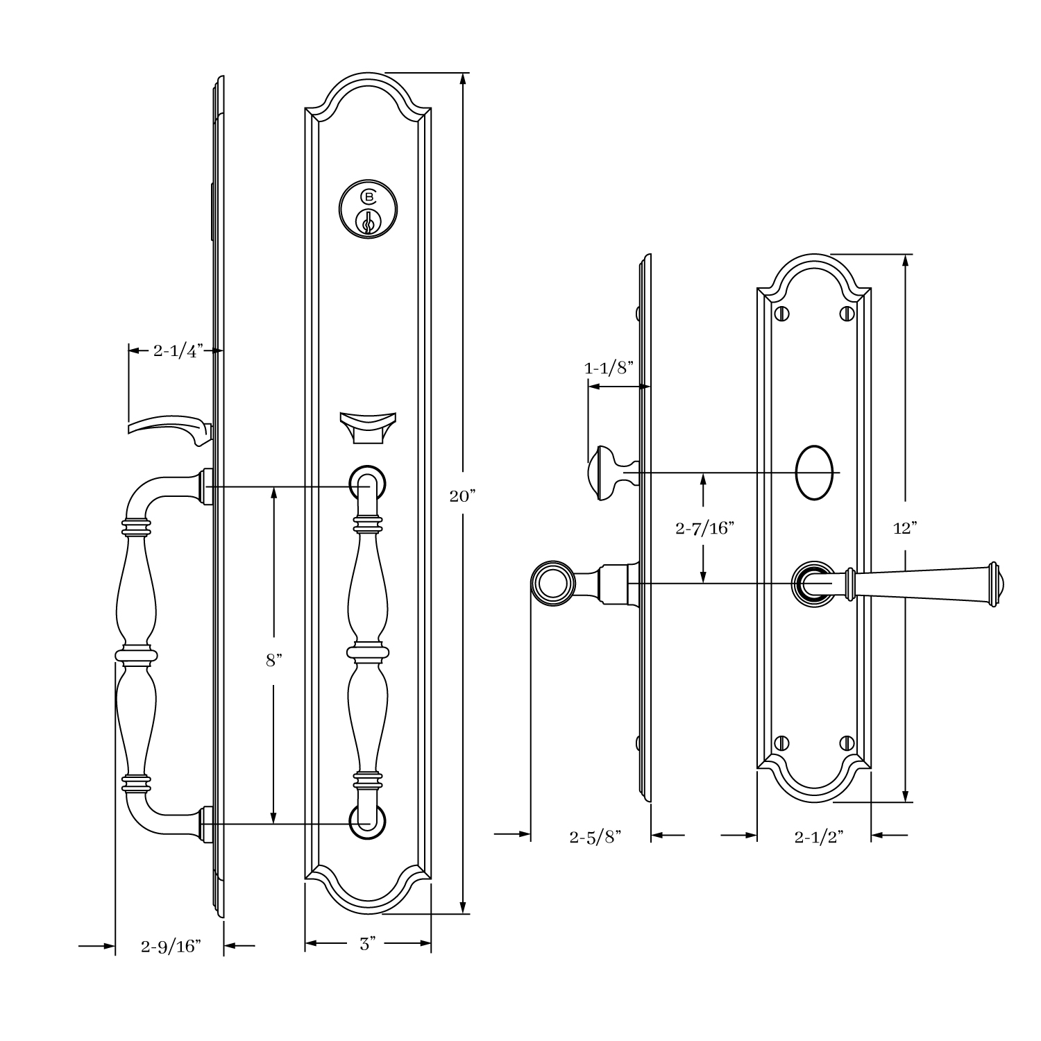 7800 Hutter Entrance Handle Set