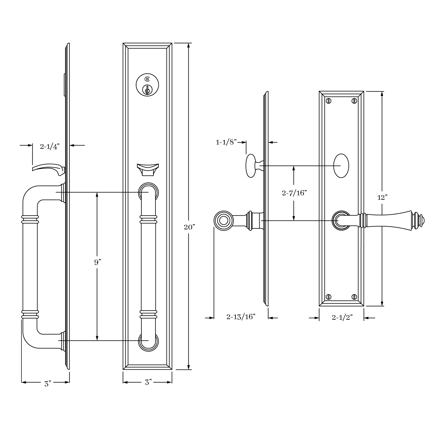 7801 Hutter Entrance Handle Set