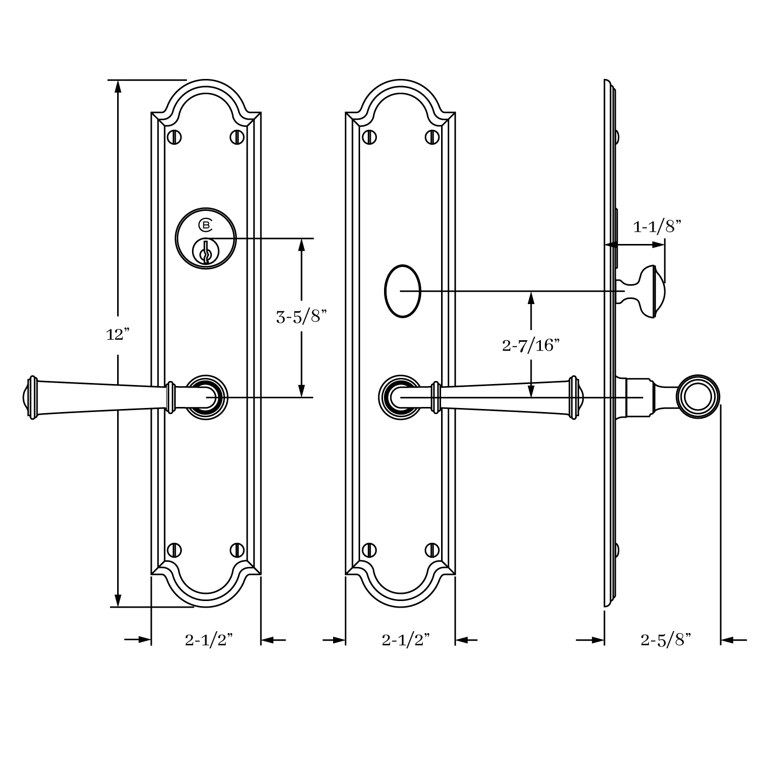 7816 Hutter Entrance Lever Set