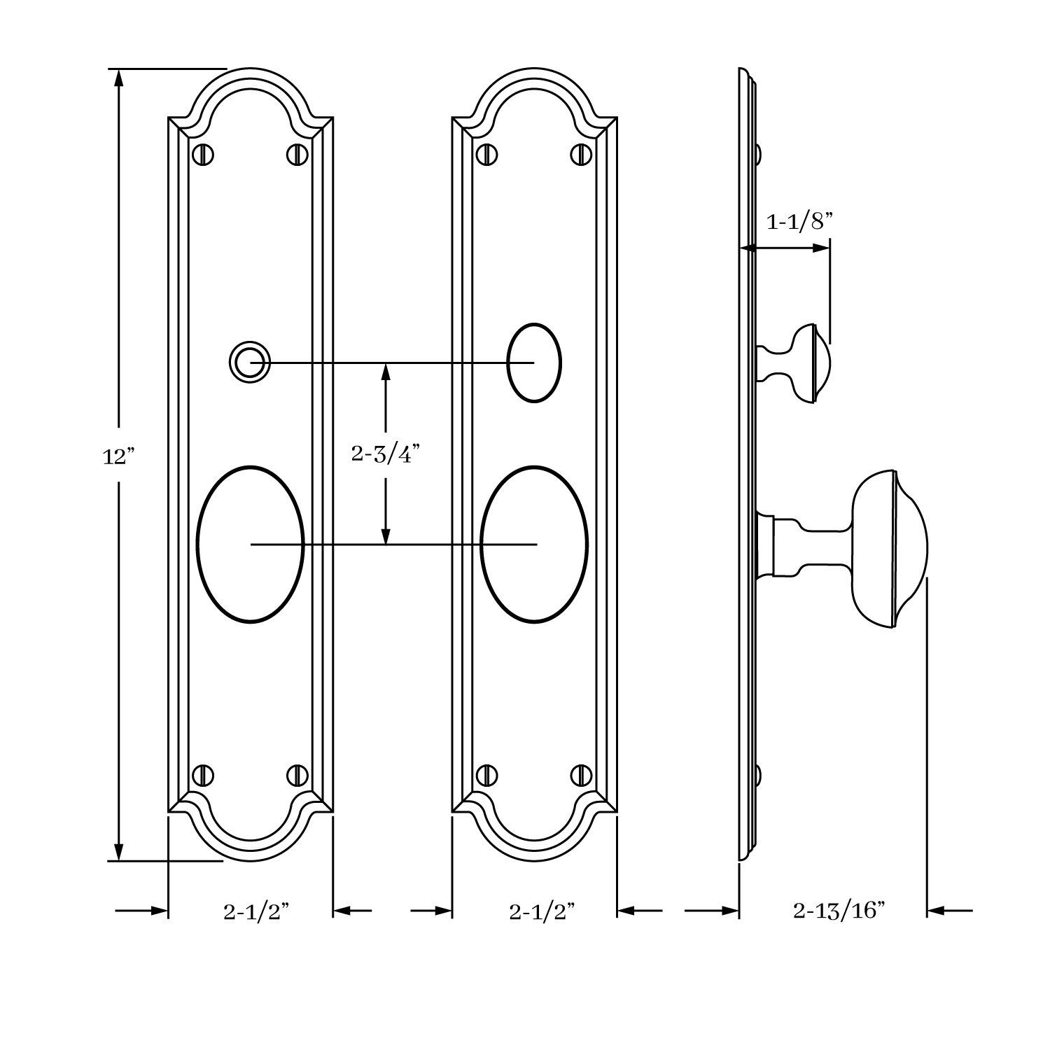 7824 Hutter Knob and Escutcheon