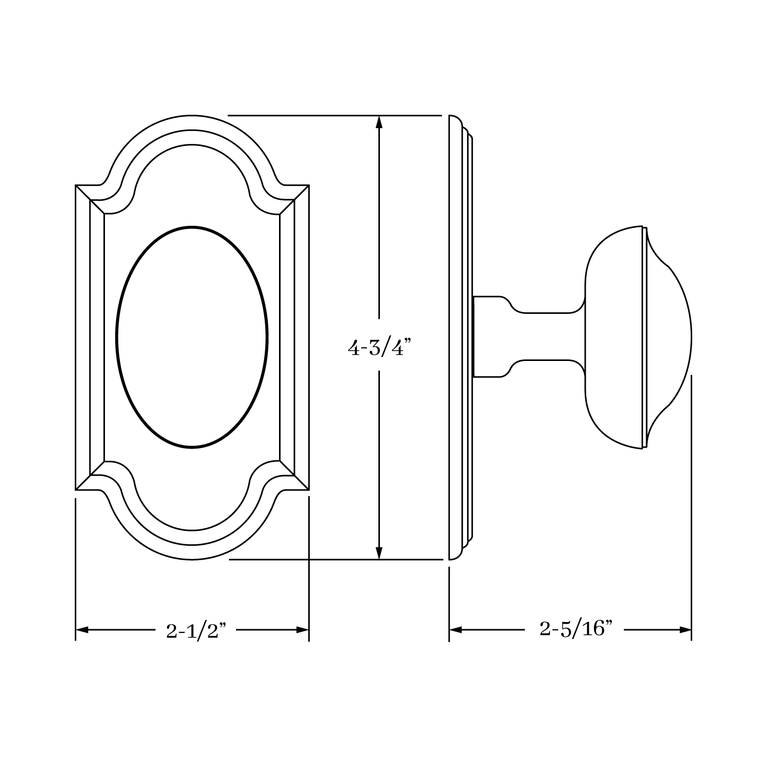 7929 Hutter Oval Knob and Rose