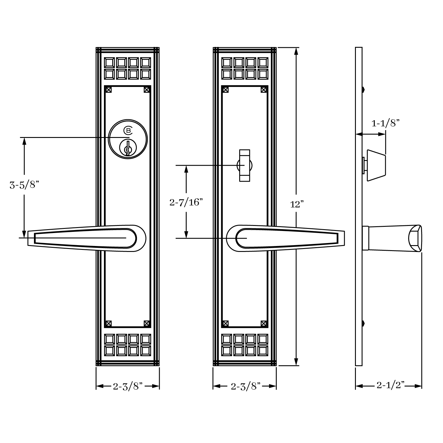 8620 Arts & Crafts Entrance Lever Set