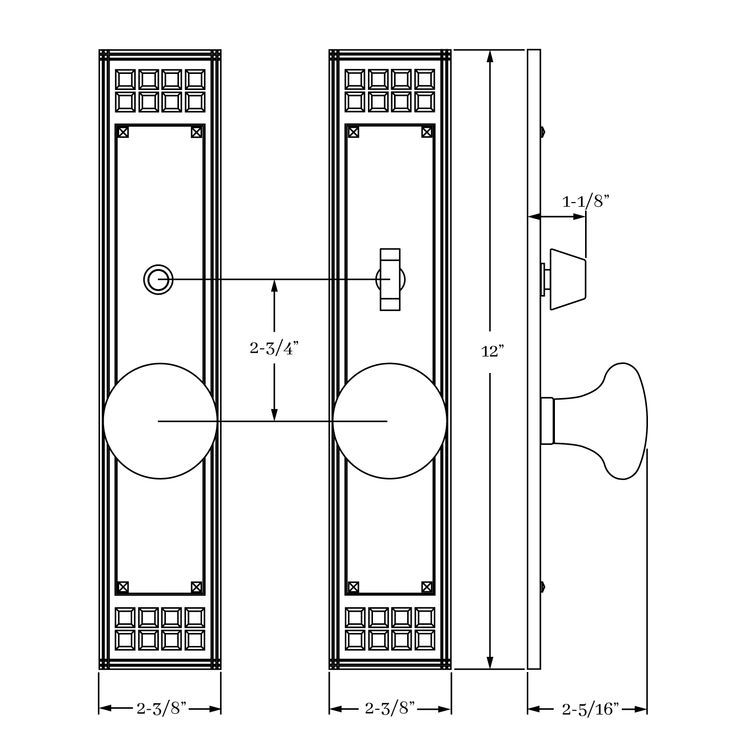 8627 Arts & Crafts Knob and Escutcheon