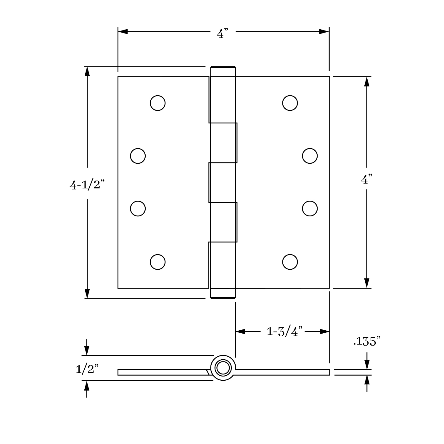 9612 Door Hinges Architectural Grade<br>Standard<br>4