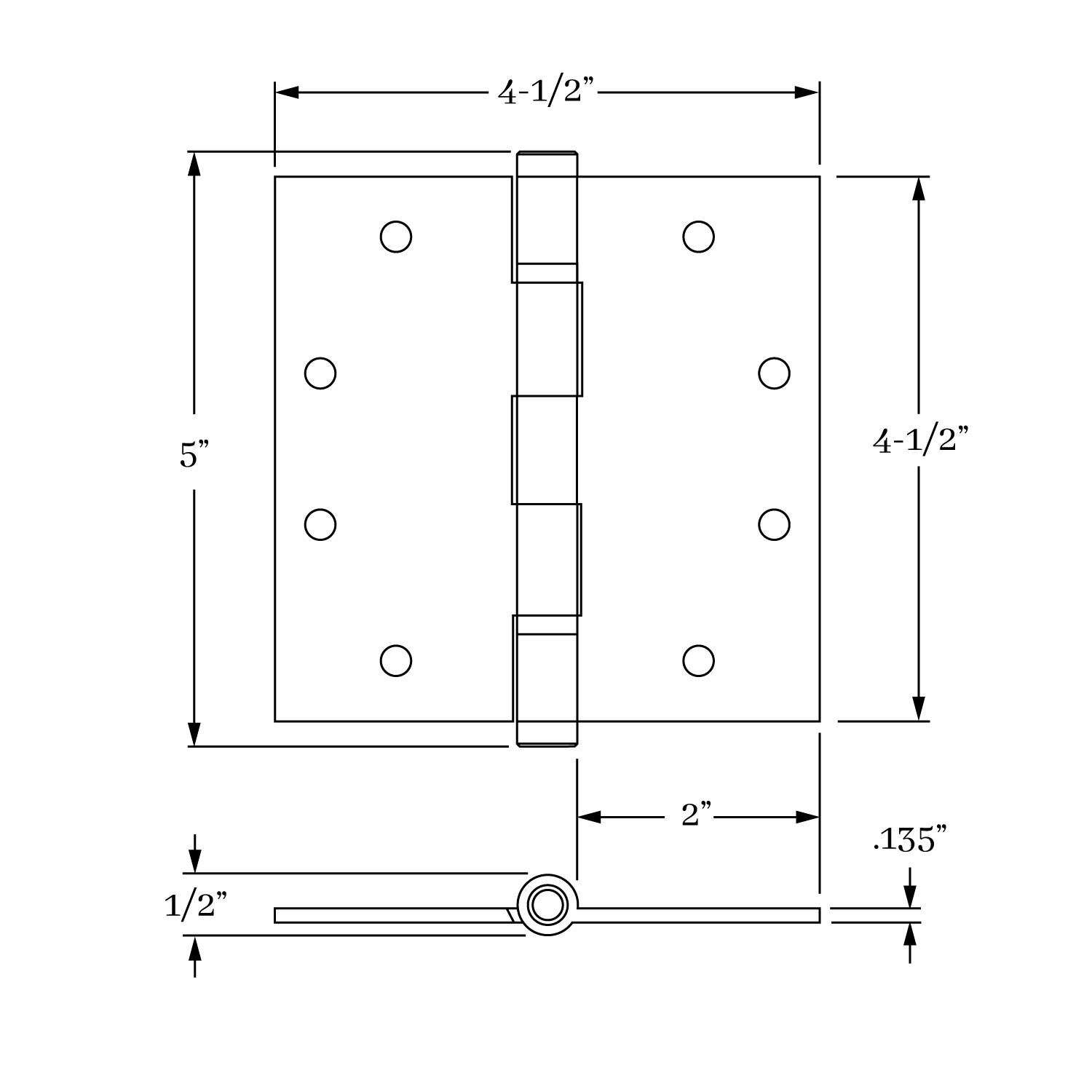 9632 Door Hinges Architectural Grade<br>Ball Bearing<br>4-1/2