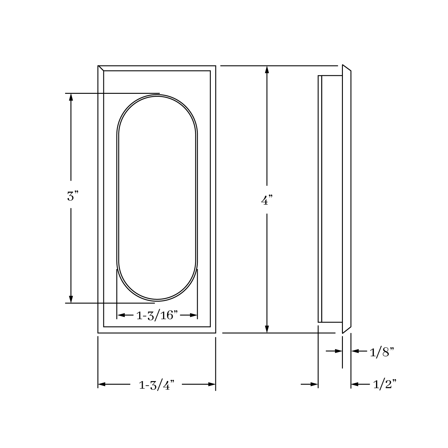 9710 Flush Pulls Rectangular Flush Pull